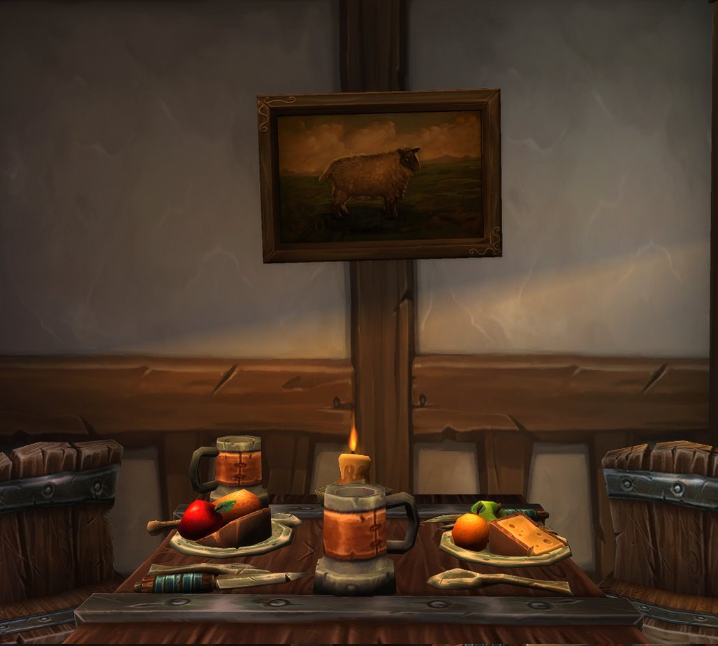sharchbanarsh's tweet photo. I love this picture of this majestic sheep in a house in Newstead. Peak interior design! #wow #worldofwarcraft https://t.co/W9xztr18Mc