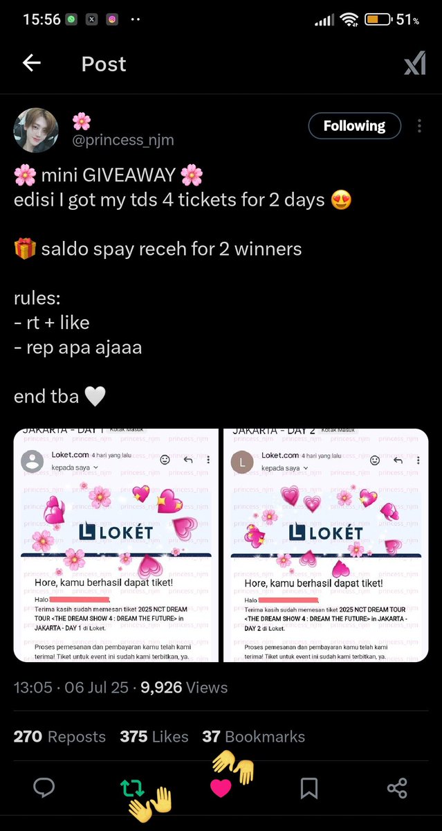 yourdekara's tweet photo. @princess_njm Donee, terima kasii giveaway nya pacarnya jaeminn 😜🫰🏻 semoga ak beruntung yhh (mff klo ak sok a6) TERIMAKASII https://t.co/McFdil5pIn