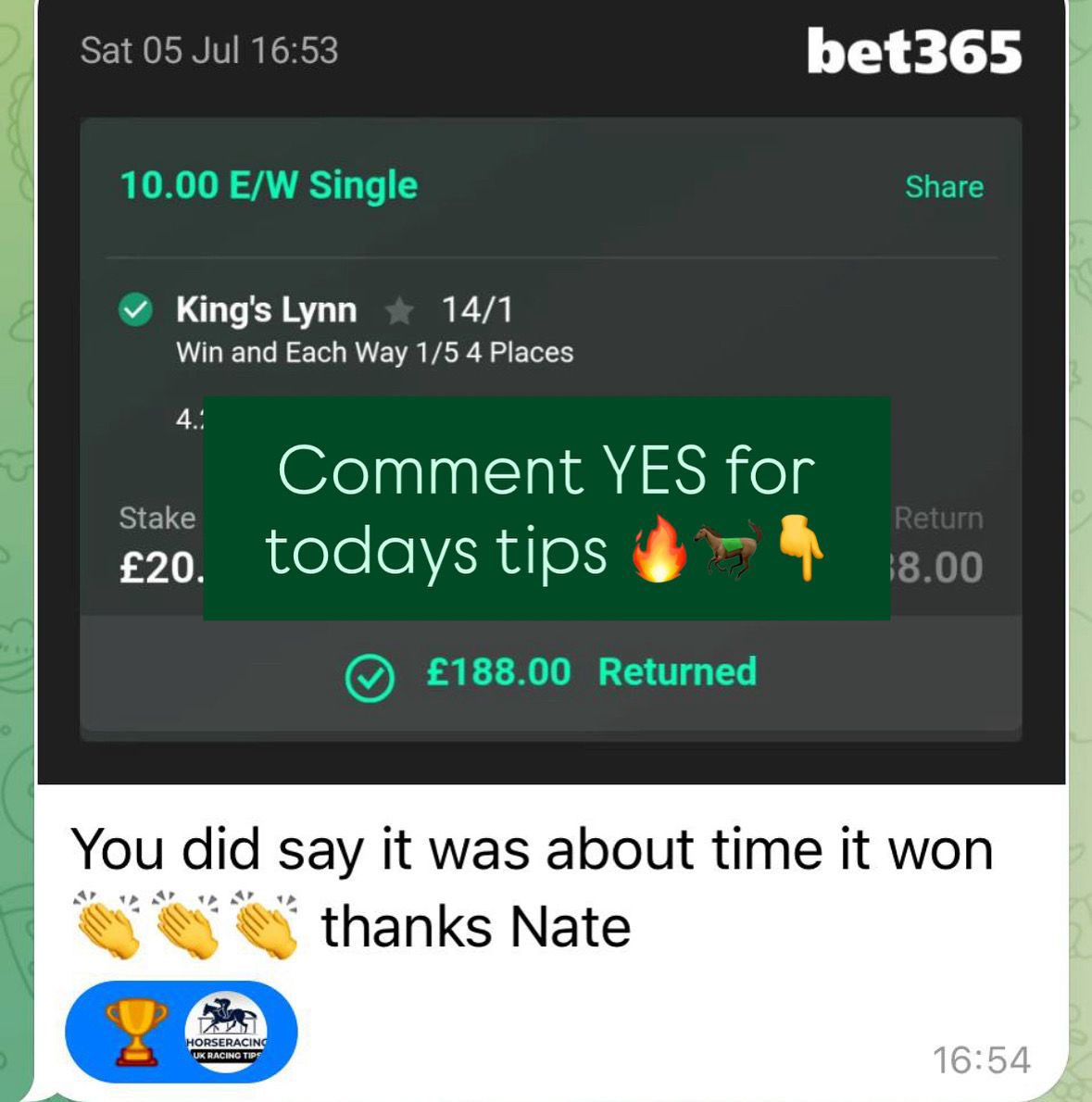 ALLSPORTSTIPS HOT TRAINERS 6/7/25

AYR

T DAVIDSON has a 29.4% strike rate in the last month with 17 runners and 5 wins

🐎 Our Absent Friends (5/1) 1:45
🐎 Dandy Lichious (11/) 5:15

D BOURKE has a 23.1% strike rate in the last month with 13 runners and 3 wins

🐎 Gainsbourg