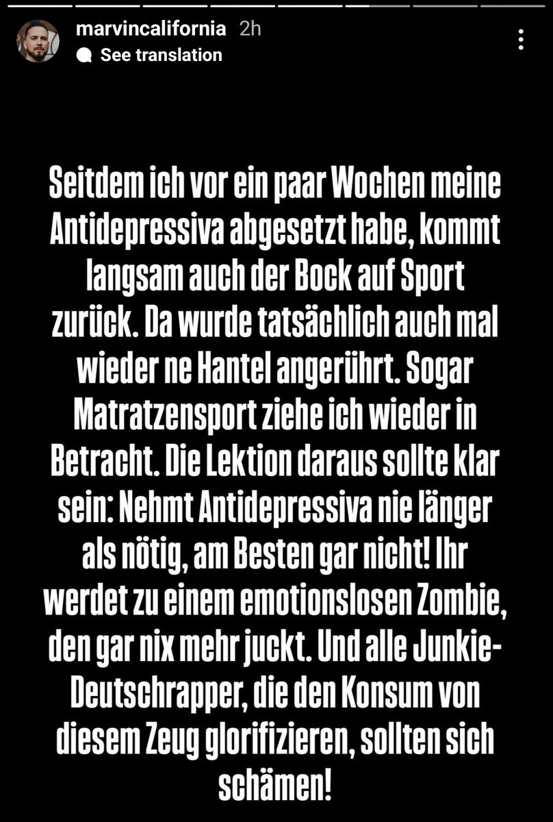 M A X (offen Linksradikal) (@lisaeckhartsimp) on Twitter photo Guten Morgen <a href="/princeofhalle/">Marvin California</a> Antidepressiva sind, wie alle Psychopharmaka, kein Wunderheilmittel was immer und überall bei jedem gleich gut wirkt. Wegen persönlichen Erfahrungen grundsätzlich von solchen Mitteln abzuraten ist nicht nur dumm sondern auch grob fahrlässig Guten Morgen <a href="/princeofhalle/">Marvin California</a> Antidepressiva sind, wie alle Psychopharmaka, kein Wunderheilmittel was immer und überall bei jedem gleich gut wirkt. Wegen persönlichen Erfahrungen grundsätzlich von solchen Mitteln abzuraten ist nicht nur dumm sondern auch grob fahrlässig
