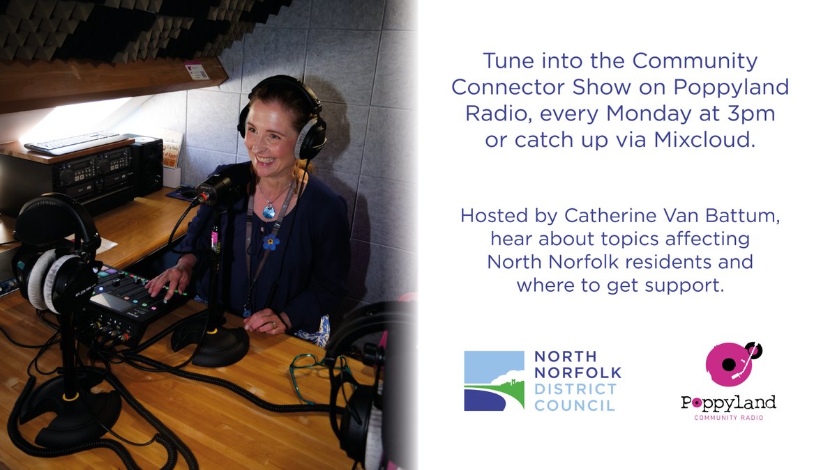 COMMUNITY RADIO: Tune in to the Community Connector Show every Monday at 3pm on Poppyland Radio!

Hosted by Catherine Van Battum, hear about topics affecting North Norfolk residents and support available, from the people helping deliver it. 

Tune in via poppylandradio.co.uk