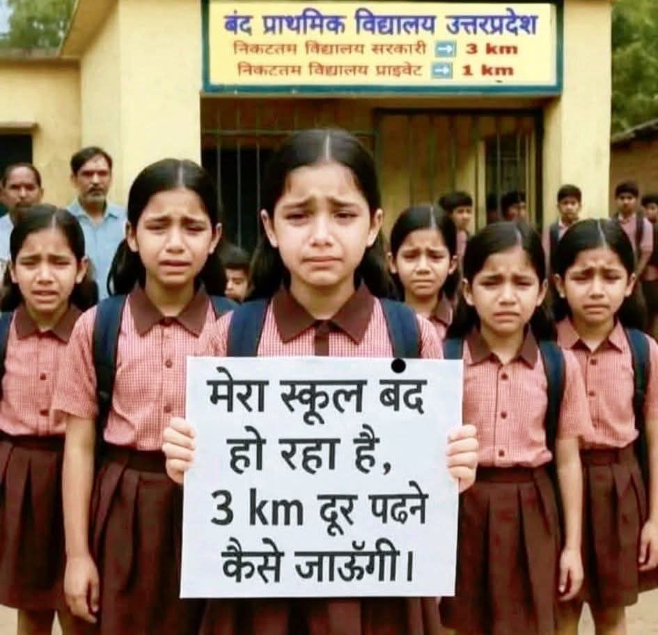 किसी देश की सबसे बड़ी धरोहर उस देश के बच्चे और उनकी शिक्षा होती हैं।शिक्षा के मंदिर को बंद करना राष्ट्रहित का कार्य तों नहीं हो सकता है? दुर्लभ मार्गो से पैदल छोटे बच्चे और बड़ी लड़कियां(जहाँ बच्चियां सुरक्षित नहीं है) 2 km की दूरी कैसे तय करगें?#JusticeForSchoolsChildren