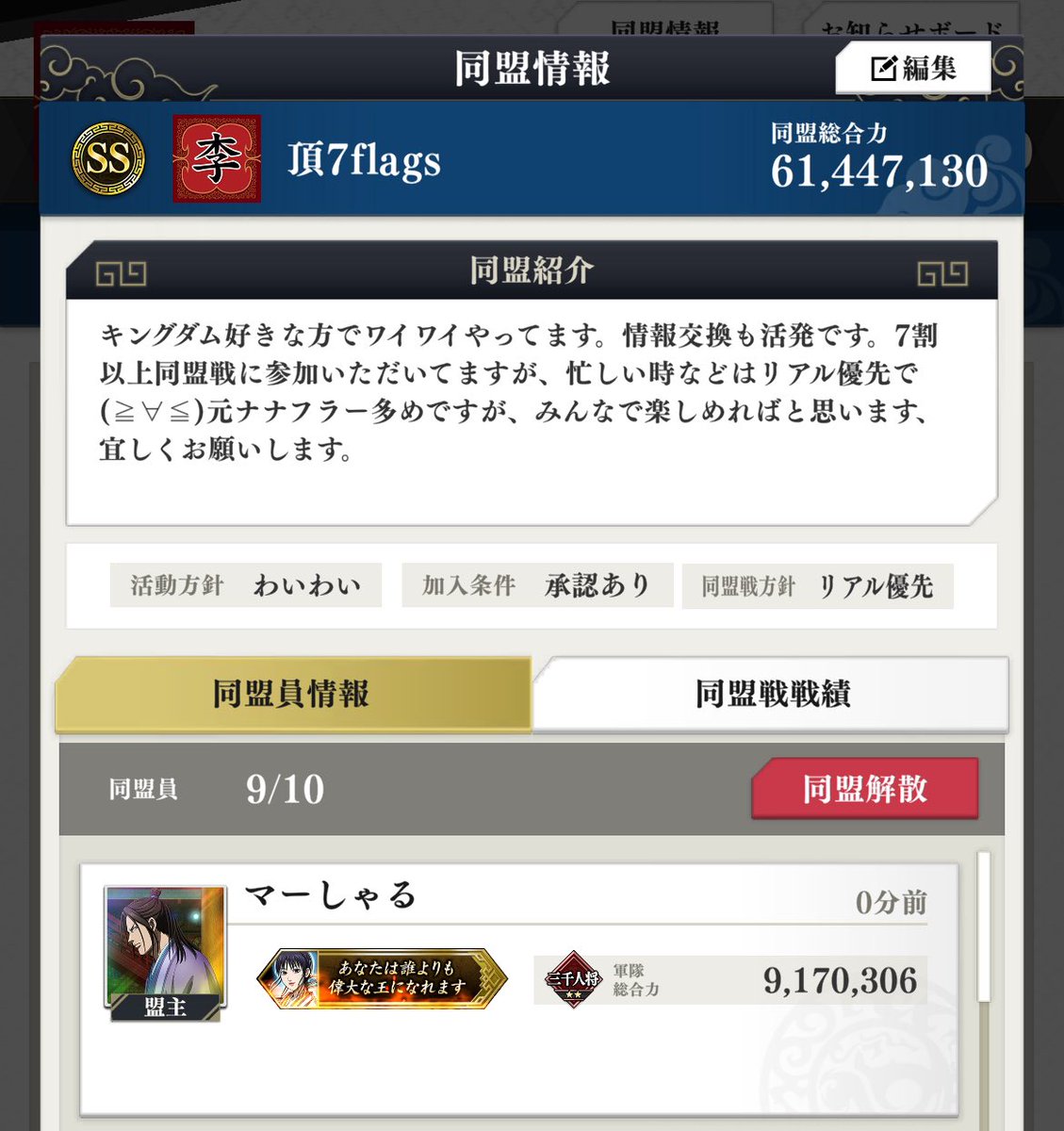 Marshall_7flags's tweet photo. 【同盟員引続き募集中】
・500-900万戦力
同盟戦S2-S3
・リアル優先/イン率7割程度をお願いしてますが、忙しい時は教えていただければ🙆
・グルチャや同盟チャットで情報交換+αなコミュニケーションとってます😊
・同盟戦の戦術はしっかりしてると思います
宜しくお願いします🤗 https://t.co/24SglOkMGl