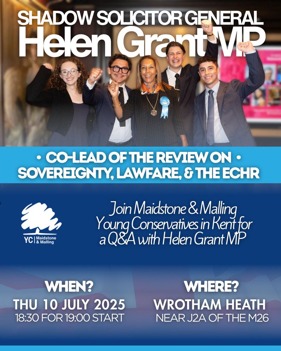 HelenGrantMP's tweet image. Looking forward to engaging with local young people with an interest in politics and democracy at a fireside chat and Q & A this coming Thursday evening in Wrotham Heath.
Like to join us?
Click here 👇conservativeevents.blogspot.com/2025/05/mmca-y…