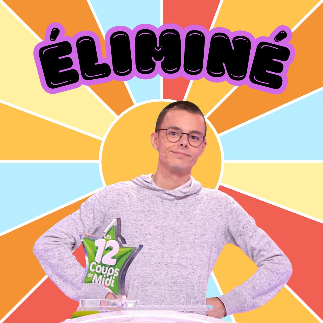 🧐C'est aujourd'hui qu'#emilien est éliminé ?????... rendez-vous à midi pour voir tout ça !!! Qui sera le nouveau Maitre de midi ??
<a href="/TF1/">TF1</a>
<a href="/JL_Reichmann/">Jean-Luc Reichmann</a>
<a href="/clem_garin/">Clément Garin</a>
<a href="/12Coups_tf1/">Les 12 Coups de Midi</a>