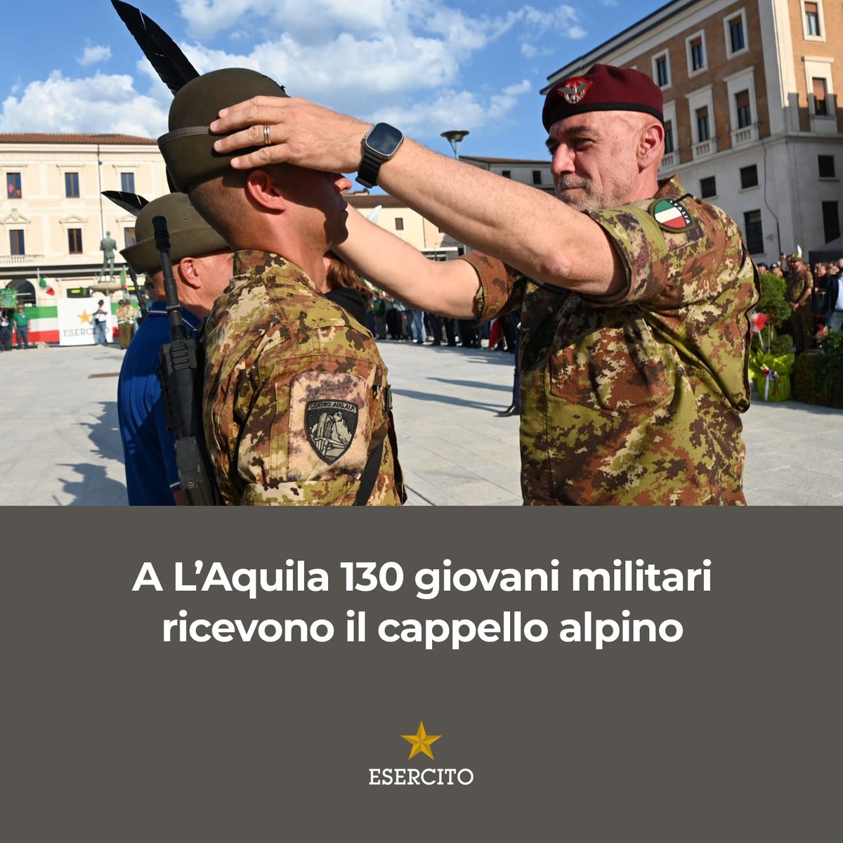 isabellarauti's tweet image. A L’Aquila 130 giovani militari ricevono il cappello alpino
⬇️ 
esercito.difesa.it/comunicazione/…

#LAquila #Alpini #VFI #Scuola #Aosta #IdentitàAlpina #SoldatidiMontagna #UnaForzaperilPaese #forzearmate #Alserviziodelpaese #difesa 

@GuidoCrosetto @MinisteroDifesa @SM_Difesa @Esercito
