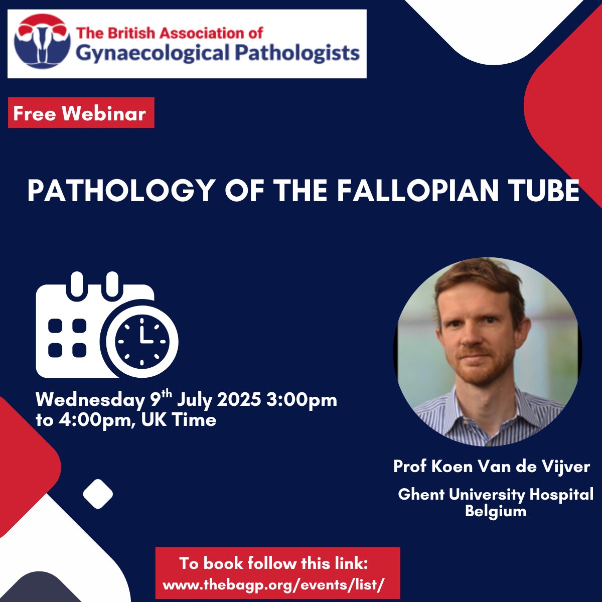 BAGPGynPath's tweet image. Please join us for our monthly webinar on Wed 9 July at 3 pm UK time. This month&apos;s topic is a session on &quot;Pathology of the Fallopian Tube&quot; with Prof Van de Vijver.  Free to register @ thebagp.org/events/list/ #PathTwitter #GynPath #Gynaepath