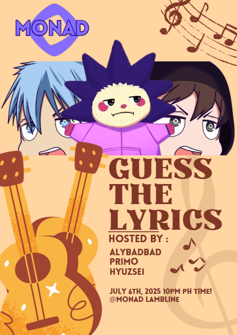 hyuzsei (@hyuzsei) on Twitter photo Come and join us again for another episode of " Guess The Lyrics "
π July 6th, 2025 β 2 PM UTC / 10 PM PH Time
π Monad Lambline
Bring your energy, your best guesses, and your love for music.
<a href="/monad_xyz/">Monad β¨</a> <a href="/Monad_APAC/">Monad APAC</a> <a href="/Filipinads/">FilipiNADS</a> Come and join us again for another episode of " Guess The Lyrics "
π July 6th, 2025 β 2 PM UTC / 10 PM PH Time
π Monad Lambline
Bring your energy, your best guesses, and your love for music.
<a href="/monad_xyz/">Monad β¨</a> <a href="/Monad_APAC/">Monad APAC</a> <a href="/Filipinads/">FilipiNADS</a>