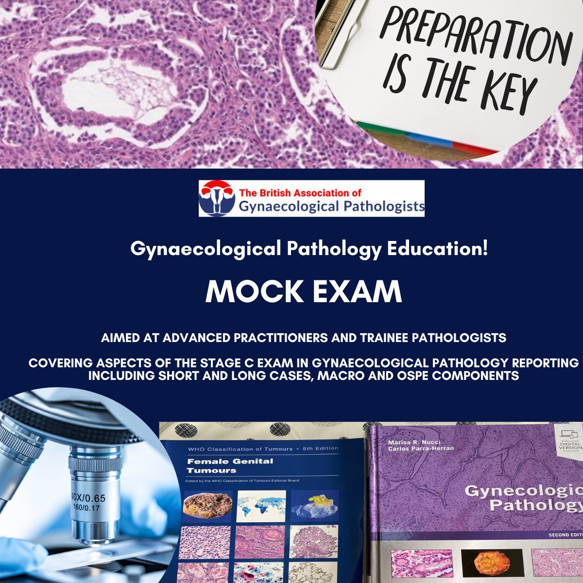 BAGPGynPath's tweet image. Registration Open! Mock Exam in Gynaecological Pathology aimed at advanced practitioners &amp;amp; trainee pathologists, Wed 24 Sep 2025 (virtual).  Covering aspects of the Stage C exam in Gynae Path reporting inc short &amp;amp; long cases, macro &amp;amp; OSPE. To register: thebagp.org/events/list/