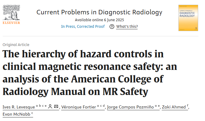 ISR_Radiology's tweet image. Open Access Education Articles

The hierarchy of hazard controls in clinical magnetic resonance safety: an analysis of the American College of Radiology Manual on MR Safety

sciencedirect.com/science/articl…