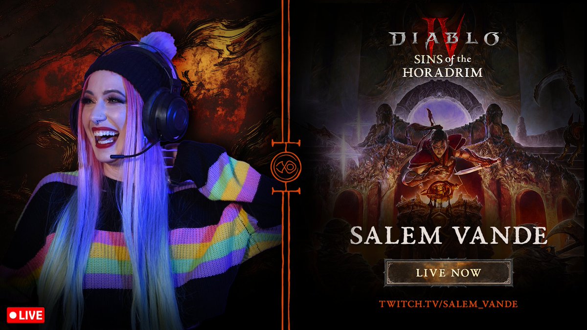 Salem VanDe ✨ (@salem_vande) on Twitter photo IT'S D4 NIGHT!
And thanks to <a href="/Blizzard_ANZ/">Blizzard ANZ</a>, I am giving away not one (1), not two (2), but THREE (3) Season 9 Battle passes in tonight's stream!🥳
Come and hang out with me as I explore what the new season has up for grabs in the Reliquaries and Season Journey chapters.
LIVE NOW IT'S D4 NIGHT!
And thanks to <a href="/Blizzard_ANZ/">Blizzard ANZ</a>, I am giving away not one (1), not two (2), but THREE (3) Season 9 Battle passes in tonight's stream!🥳
Come and hang out with me as I explore what the new season has up for grabs in the Reliquaries and Season Journey chapters.
LIVE NOW
