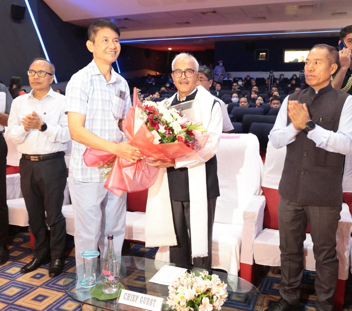 Governor of Manipur, Shri Ajay Kumar Bhalla, graced the commemoration of the 125th birth anniversary of Dr. Syama Prasad Mookerjee at the Palace Auditorium, Manipur State Film Development Society, Palace Compound, Imphal. 1/2