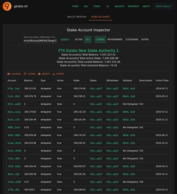 y'know if you have a number of stake accounts under a single wallet address, it can be a pain to find them and add them all up. Most block explorers do a pretty subpar job with stake accounts. gelato.sh/wallets has: 
1. fungible token scanner ("wallet profiler"), and 
2.