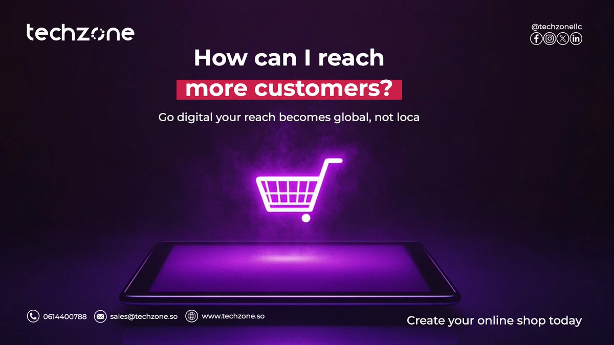 techzonellc's tweet image. **Ma Dooneysaa Inaad Hesho Macaamiil 24/7 Adigoo Nasanaaya?** **Furo Dukaankaaga Online MaantWIXII FAAHFAAHIN DHEERI AH FADLAN LA XIRIIR WHATSAPP:  
📞 *0614400788* 👉 [wa.me/252614400788]()  
#TECHZONE #DUKAANONLINE #GANACSIGADIGITAL #MACAAMIILBADAN