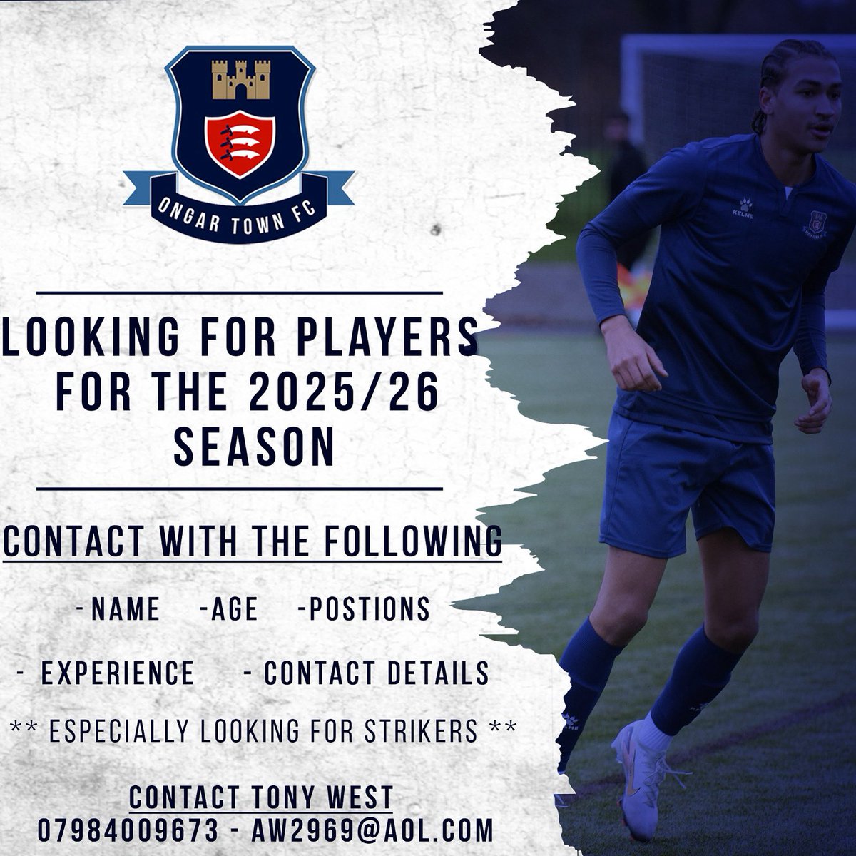 Looking for a few players still. Please contact our first team manager Tony.