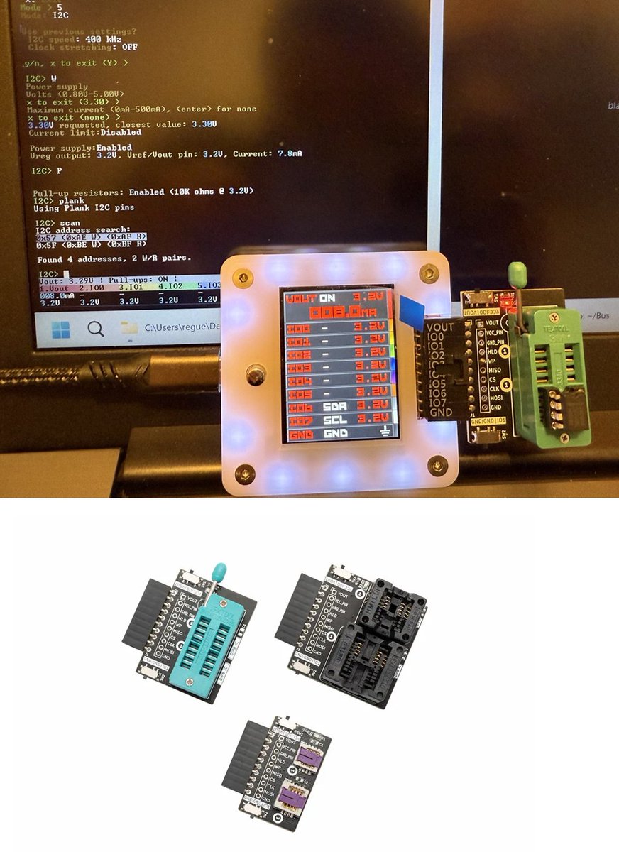 therealdreg's tweet image. After a few hours, there you have it… you can now use all the Bus Pirate SPI PLANKS with I2C EEPROM chips—so we’re pretty much a CH341A on steroids now, haha. @dangerousproto
github.com/DangerousProto…