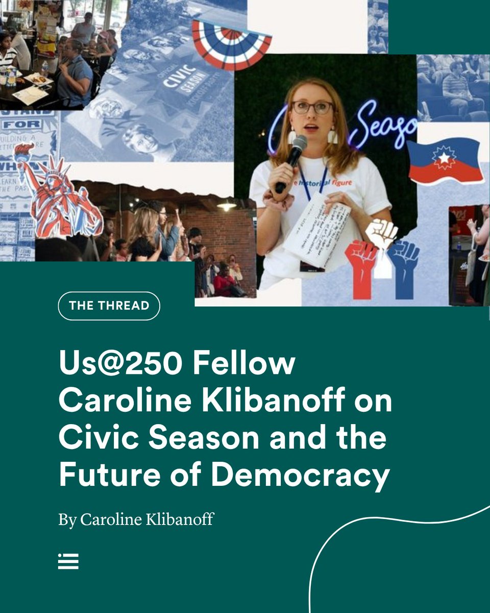 New America (@newamerica) on Twitter photo Civic Season invites us all to engage with U.S. history and shape its future.
Us@250 Fellow and <a href="/historymadebyus/">Made By Us</a> Executive Director Caroline Klibanoff shares how stories, action, and patriotism intersect in a new Q&A for The Thread.
📣 go.newamerica.org/civic-season-k… Civic Season invites us all to engage with U.S. history and shape its future.
Us@250 Fellow and <a href="/historymadebyus/">Made By Us</a> Executive Director Caroline Klibanoff shares how stories, action, and patriotism intersect in a new Q&A for The Thread.
📣 go.newamerica.org/civic-season-k…