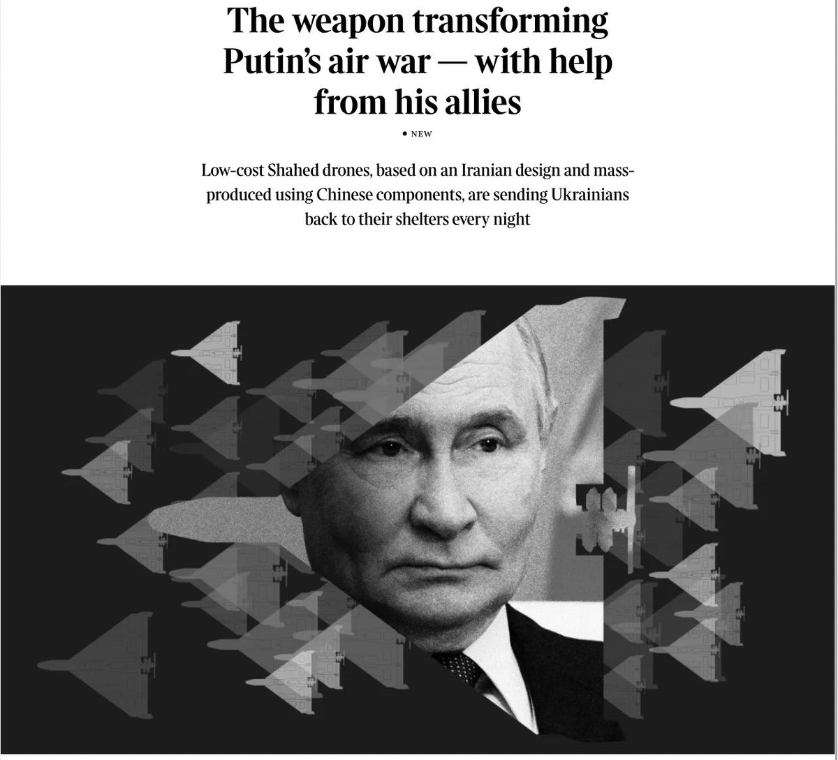 DzisMaksym's tweet image. ‼️⚠️ Collectively referred to sometimes as the “axis of autocracies” — China, Russia, Iran, North Korea — these four nations have grown closer over the course of the war in Ukraine. The latest Shaheds are a product of that collaboration, - The Times
In the original Shahed design…