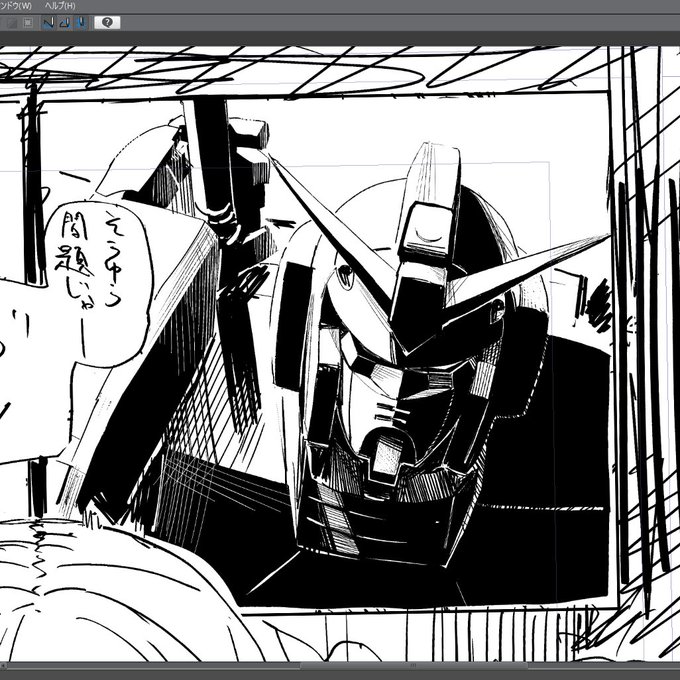 原稿に落書きしたガンダムたち 