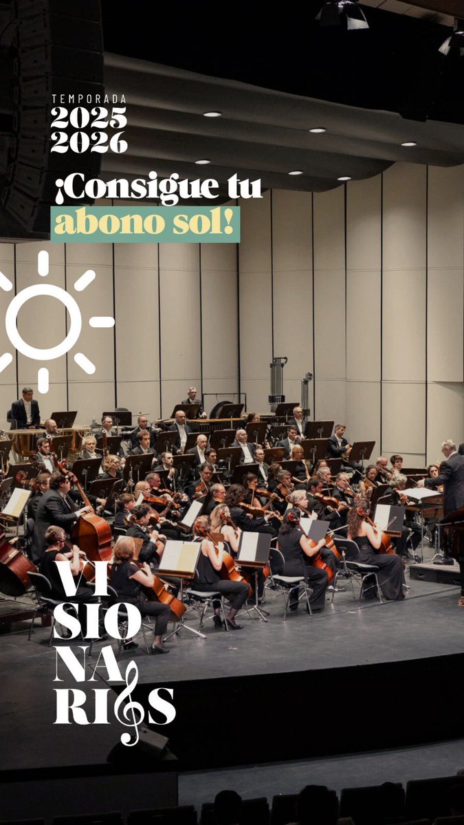 🌞 La temporada 2025/2026 te ofrece 18 grandes citas… y varias formas de vivirlas.

🎟✨ Si prefieres quedarte con los conciertos impares, el Abono Sol es para ti.
Puedes conseguirlo hasta el 12 de septiembre y elegir cómo disfrutar de #Visionarios.

sinfonicadetenerife.es/programacion-y…
