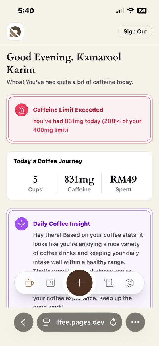 kamaroolkarim's tweet photo. ✨built a simple app to track coffee spending habits

haven’t decide the domain. using the sub domain for now

let me know, if you have any feedbacks

https://t.co/wdnUkYMDbf https://t.co/bFfCt3LCRv
