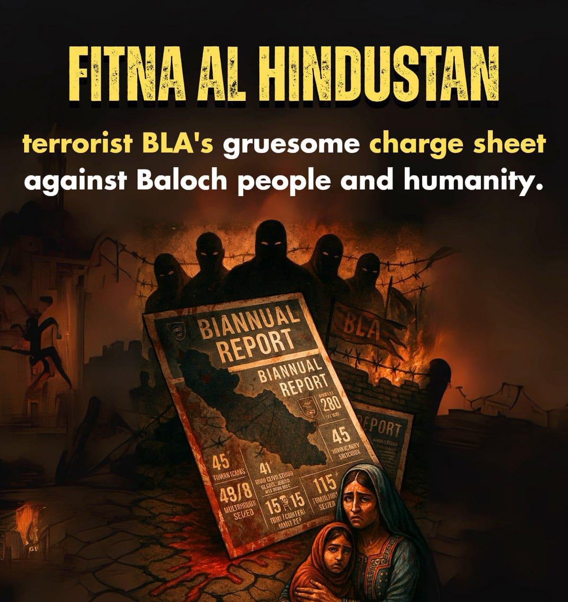 Fitna Al Hindustan !

terrorist BLA's gruesome charge sheet against Baloch people and humanity.

#FitnaAlHindustan
#BLAExposed
#BLATerrorUnmasked
#BLAKillsBaloch
#Balochistan