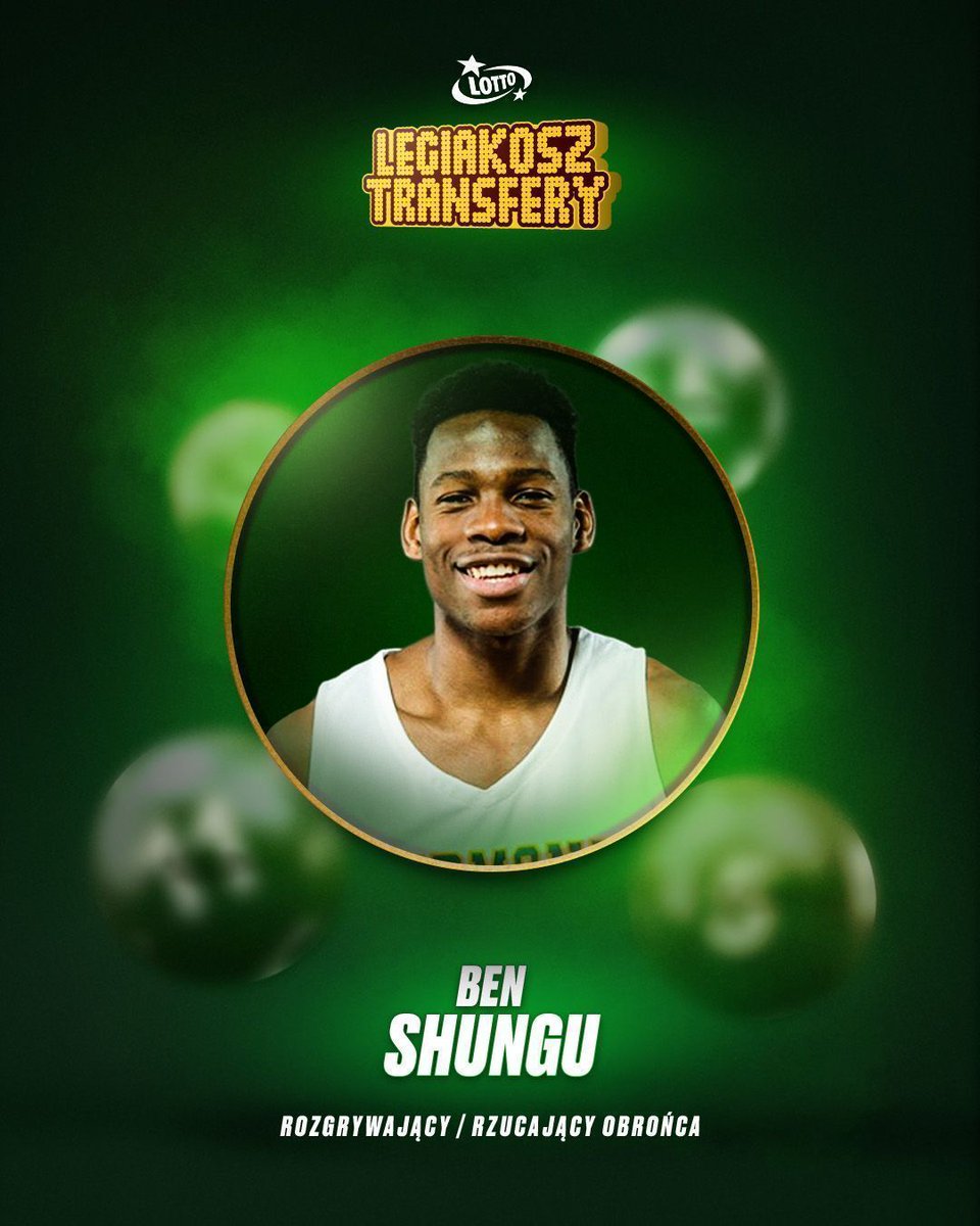 💣 Ben Shungu nowym zawodnikiem Legii!

🇺🇸27-letni Amerykanin - Ben Shungu dołącza do Zielonych Kanonierów! To wszechstronny zawodnik, mogący występować zarówno jako rozgrywający, jak i rzucający obrońca. Ostatni sezon spędził w drugoligowych rezerwach tureckiego Fenerbahçe