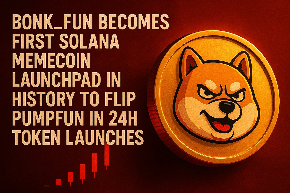 LETSBONK FLIPS PUMPFUN IN DAILY TOKEN LAUNCHES, MAKING SOLANA HISTORY  bonk_fun has become the first Solana memecoin launchpad to surpass PumpFun  in 24-hour token launches. The rapid rise marks a significant moment