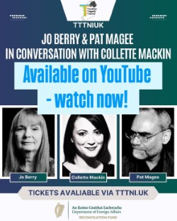 Now online
Troubles, Tragedy &amp; Trauma hosted an event with Pat Magee and Jo Berry in conversation with Collette Mackin, it was an evening of reflection &amp; dialogue with two individuals exploring their journey towards reconciliation &amp; understanding 
👇
youtube.com/watch?v=7UMh99…