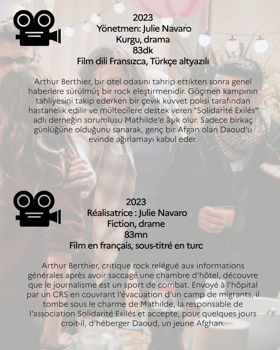 #Ankara
SİNEMA ǀ Açık Havada Fransız Sineması Keyfi
CINEMA ǀ Films français en plein air

🎥 Sadece Birkaç Gün
Quelques jours pas plus
📌10/07/2025 Perşembe ǀ Jeudi, 20.15 - @cermodern
Türkçe altyazılı ǀ Film en français

+short-link.me/14evE 

#sinema #ankaraetkinlikleri