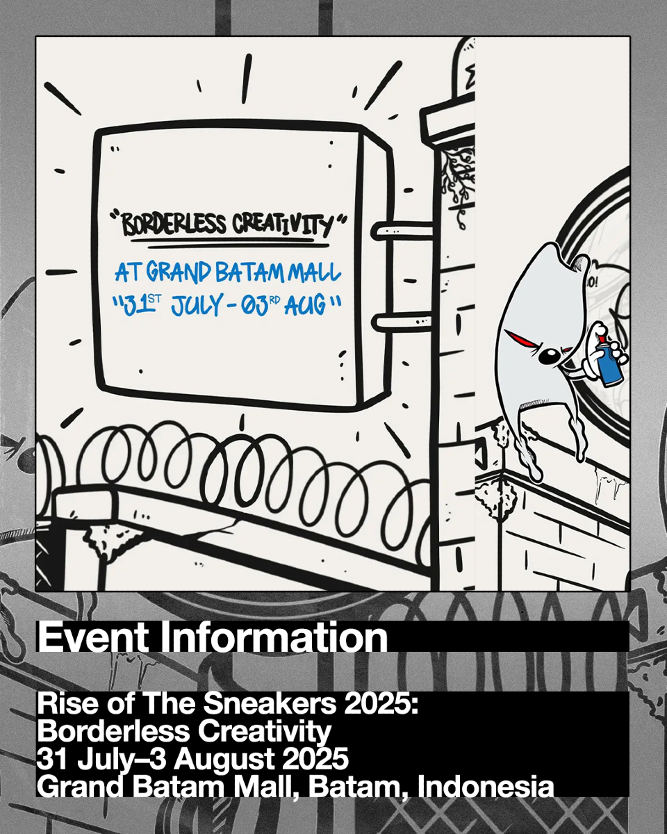 Creativity knows no borders with #riseofthesneakers 🌏✨

Rise of The Sneakers 2025 returns to Grand Batam Mall from 31 July to 3 August, championing the theme “Borderless Creativity.”

Tap in with artists, designers, and visionaries repping Batam and beyond.

Full details: