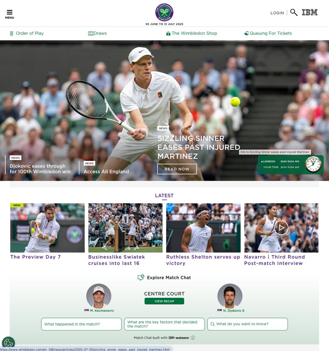 One of the best event websites in sports. Good work by <a href="/Wimbledon/">Wimbledon</a> and <a href="/IBM/">IBM</a>.
wimbledon.com/index.html