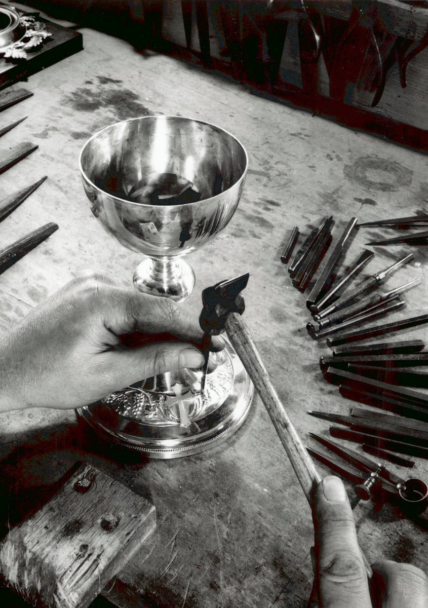 AUSNIAN's tweet image. Craftsmen at Albion Metalware, Melbourne, make chalices, monstrances and thuribles for use in Christian worship. 1940s. 🇦🇺✝️