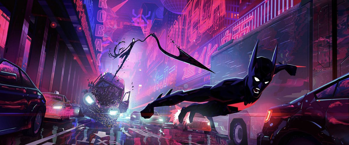 Concept art from a pitched ‘BATMAN BEYOND’ animated film — by director Patrick Harpin and PD Yuhki Demers (‘Across the Spider-Verse’).