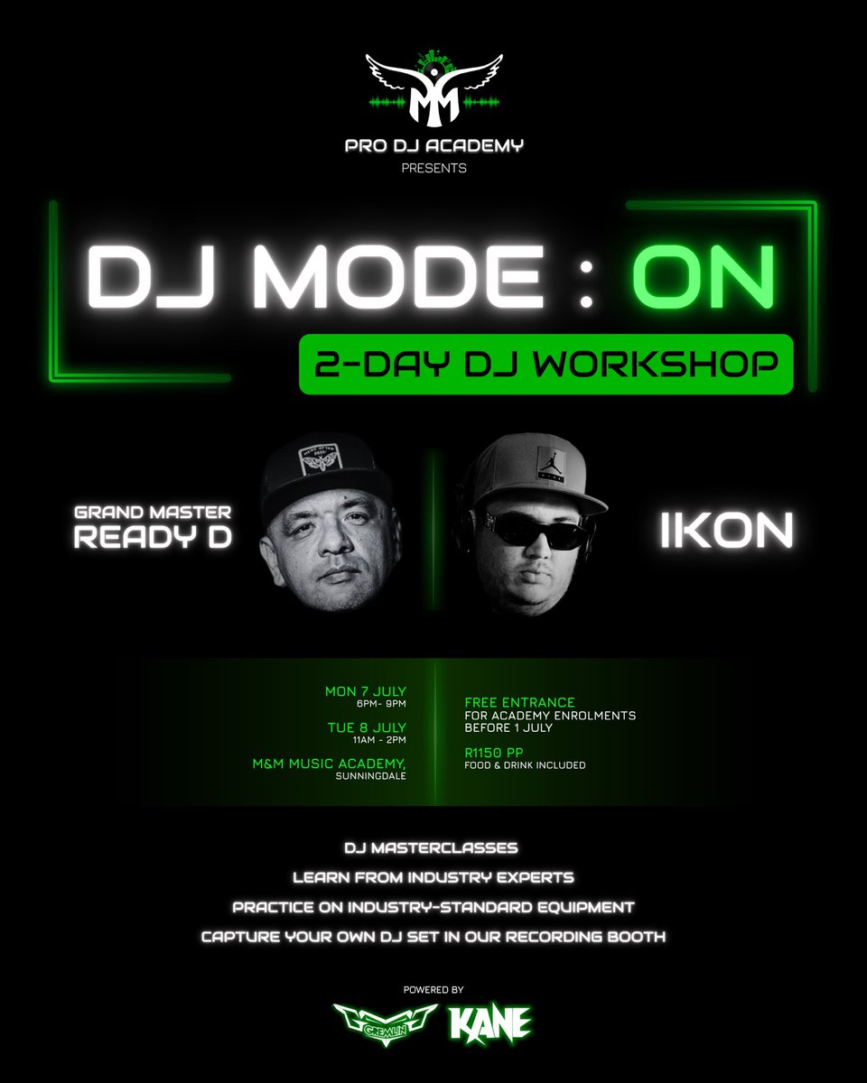 THIS WEEK🔋 

2-Day DJ Workshop with <a href="/DJReadyD/">DJ Ready D</a> &amp; <a href="/ikoncpt/">Tanner (IKon)</a>