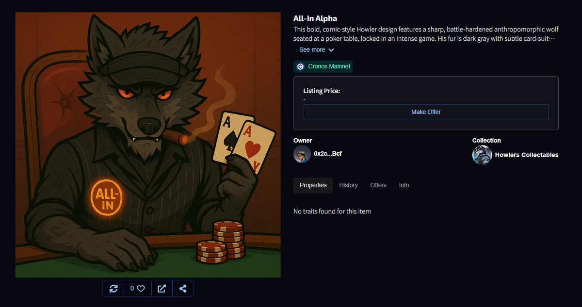 AngelusBoBs | Howlers (@angelusbobrh) on Twitter photo 🎉 Congrats to Van Fleek!
Big howls to VanFleek for taking down the <a href="/Gensuki_/">GENSUKI ⚡️</a> Poker Event and winning the legendary HOWLER prize 🐺🃏
Claimed: Howler #52 – Poker Beast
Full link: app.ebisusbay.com/collection/cro…
#AllIn #HOWLERS #GensukiPoker #NFTGaming #EbisuBay 🎉 Congrats to Van Fleek!
Big howls to VanFleek for taking down the <a href="/Gensuki_/">GENSUKI ⚡️</a> Poker Event and winning the legendary HOWLER prize 🐺🃏
Claimed: Howler #52 – Poker Beast
Full link: app.ebisusbay.com/collection/cro…
#AllIn #HOWLERS #GensukiPoker #NFTGaming #EbisuBay