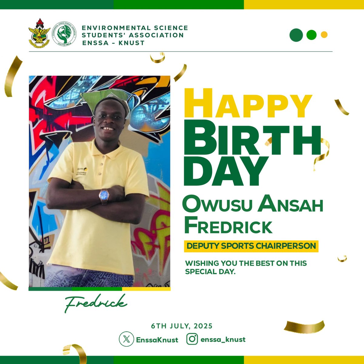 🟢⚪️🟢⚪️
Happy birthday Master Fred...

On behalf of the entire association, we extend our heartfelt wishes to you on your special day. Your dedication, and unwavering commitment to promoting sports and teamwork within our community are truly commendable. 
🟢⚪️🟢⚪️