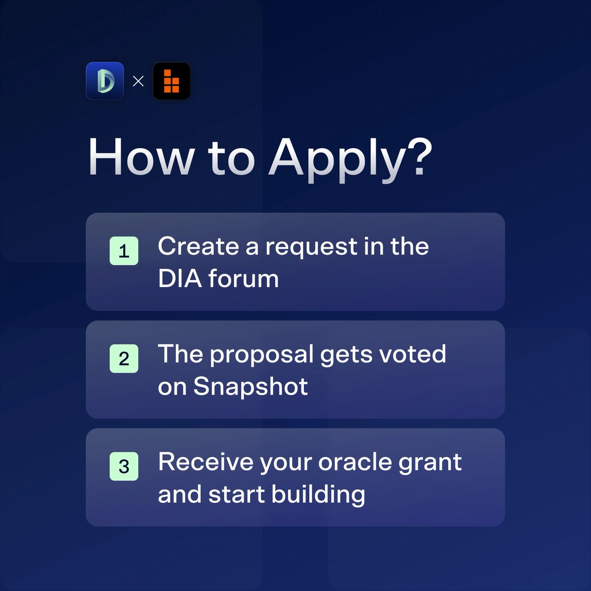 💰 DIA Oracle Grants are live on <a href="/build_on_bob/">BOB</a>

Details:
• Zero-cost DIA oracle access for up to 1 year
• Available to any dApp on BOB
• Fast, simple application

Apply now 👉 diadata.org/blockchain-ora…
