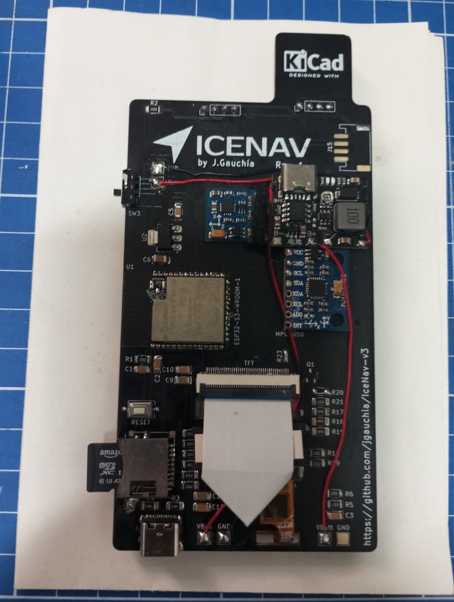 #icenav pcb prototype rev 1. Some issues that I'll have to fix shortly, but It works! #diy #esp32 #electronics #gps