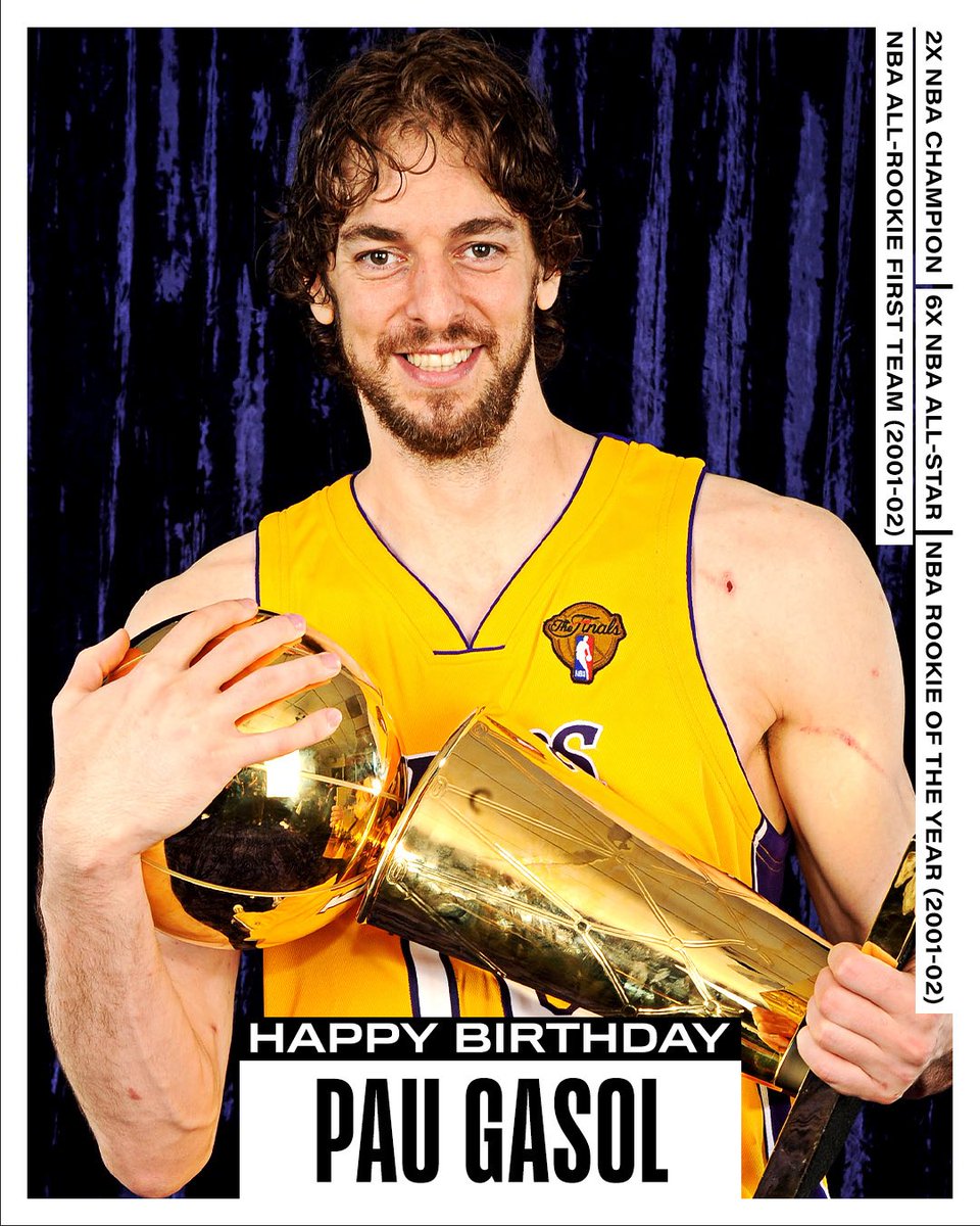 NBAHistory's tweet image. Join us in wishing a Happy 45th Birthday to 6x #NBAAllStar, 2x NBA champion and @Hoophall inductee, Pau Gasol! #NBABDAY