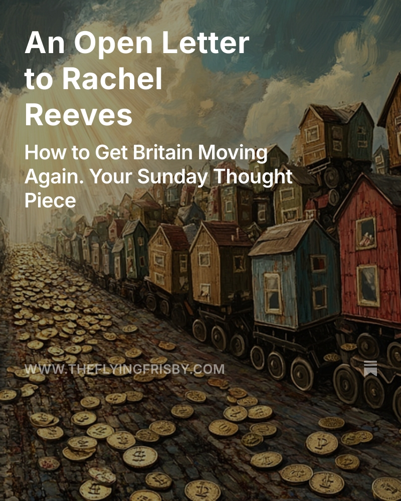 Dominic Frisby (@dominicfrisby) on Twitter photo An open letter to <a href="/RachelReevesMP/">Rachel Reeves</a>
Dear Chancellor Reeves
โRevenue cannot be derived unless the land is productive.โ
โ Ali ibn Abi Talib, the fourth caliph
I hope you have a moment to consider what I have to say.
My name is Dominic Frisby. Among other things, I am the author An open letter to <a href="/RachelReevesMP/">Rachel Reeves</a>
Dear Chancellor Reeves
โRevenue cannot be derived unless the land is productive.โ
โ Ali ibn Abi Talib, the fourth caliph
I hope you have a moment to consider what I have to say.
My name is Dominic Frisby. Among other things, I am the author