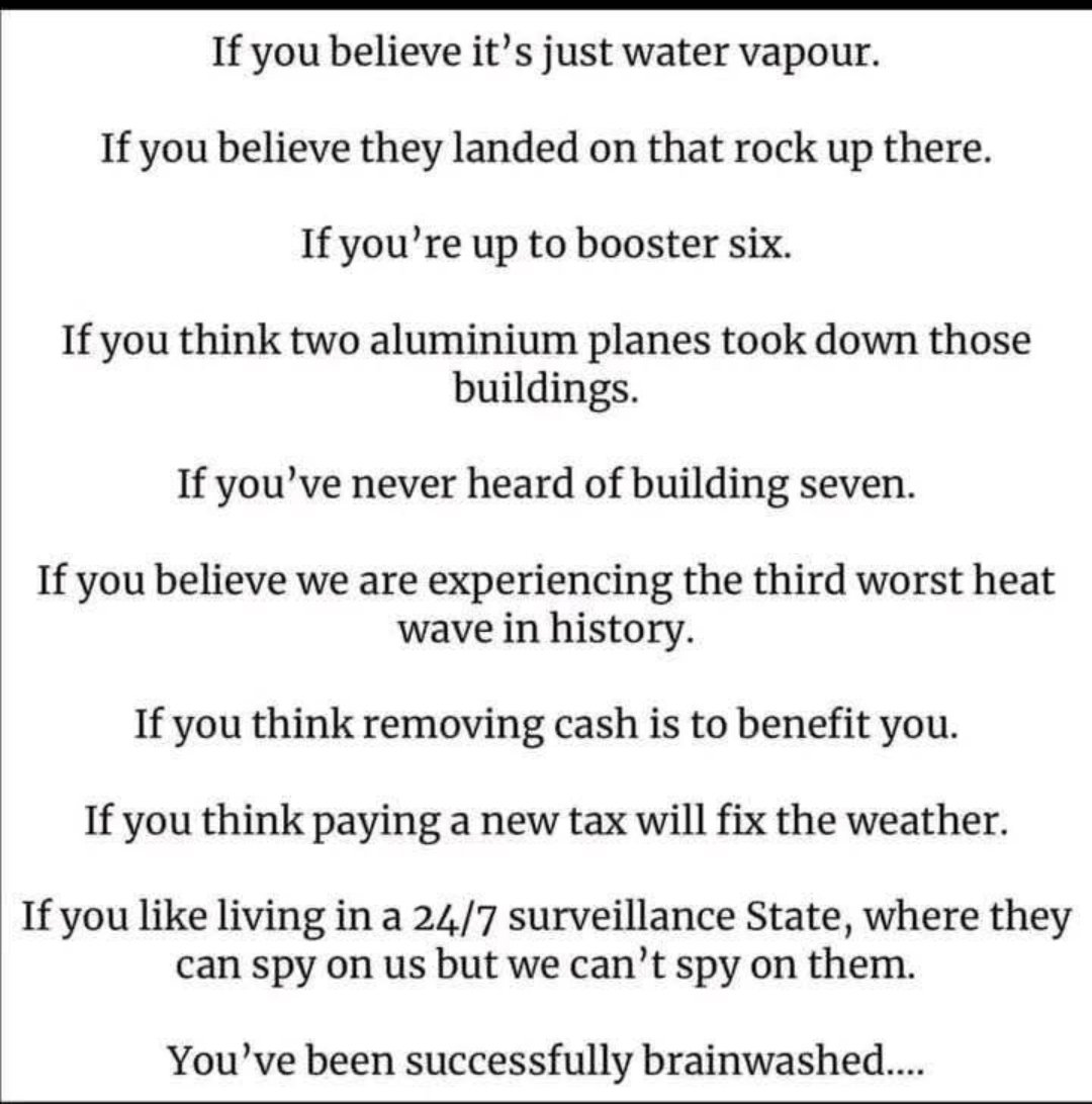 MarkA487's tweet image. 99% Unfortunately Are ! 😢
#911 #buildingseven #chemtrails #vaccineinjuries #ClimateEmergency #DigitalCurrency