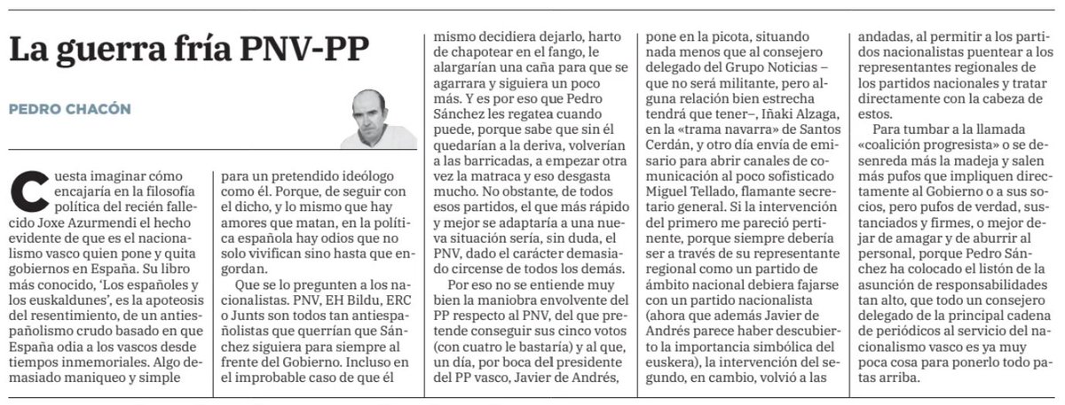 ChaconPedroJose's tweet image. La guerra fría PNV-PP
El  Correo, 6-07-2025