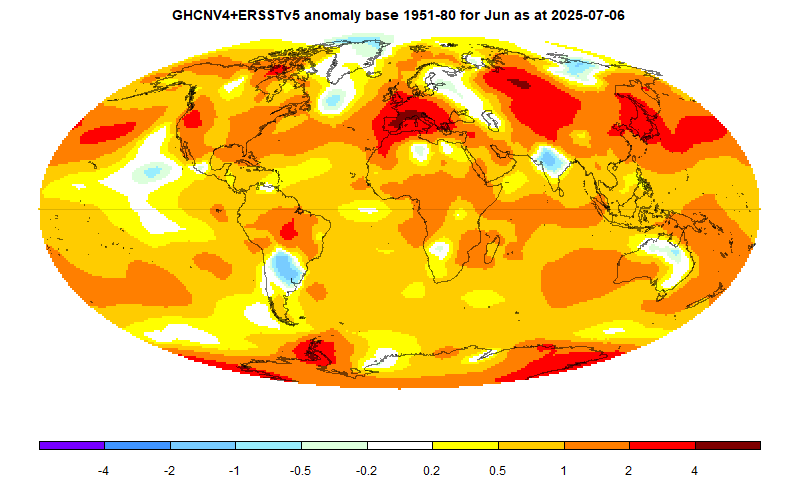 moyhu: June global surface TempLS down 0.047°C from May.
Third warmest, after 2023 and 2024.
Annual average  has fallen behind 2024

 moyhu.blogspot.com/2025/07/june-g… via <a href="/nstokesvic/">Nick Stokes</a>