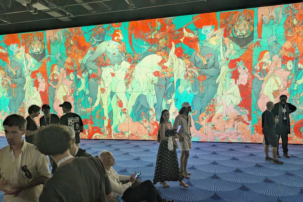 Thank you <a href="/tezos/">Tezos</a> <a href="/trilitech/">trilitech</a>  for inviting me to speak at the inspiring #tezDev event in Cannes last week.
Tezos remains a resilient home base for many independent artists!