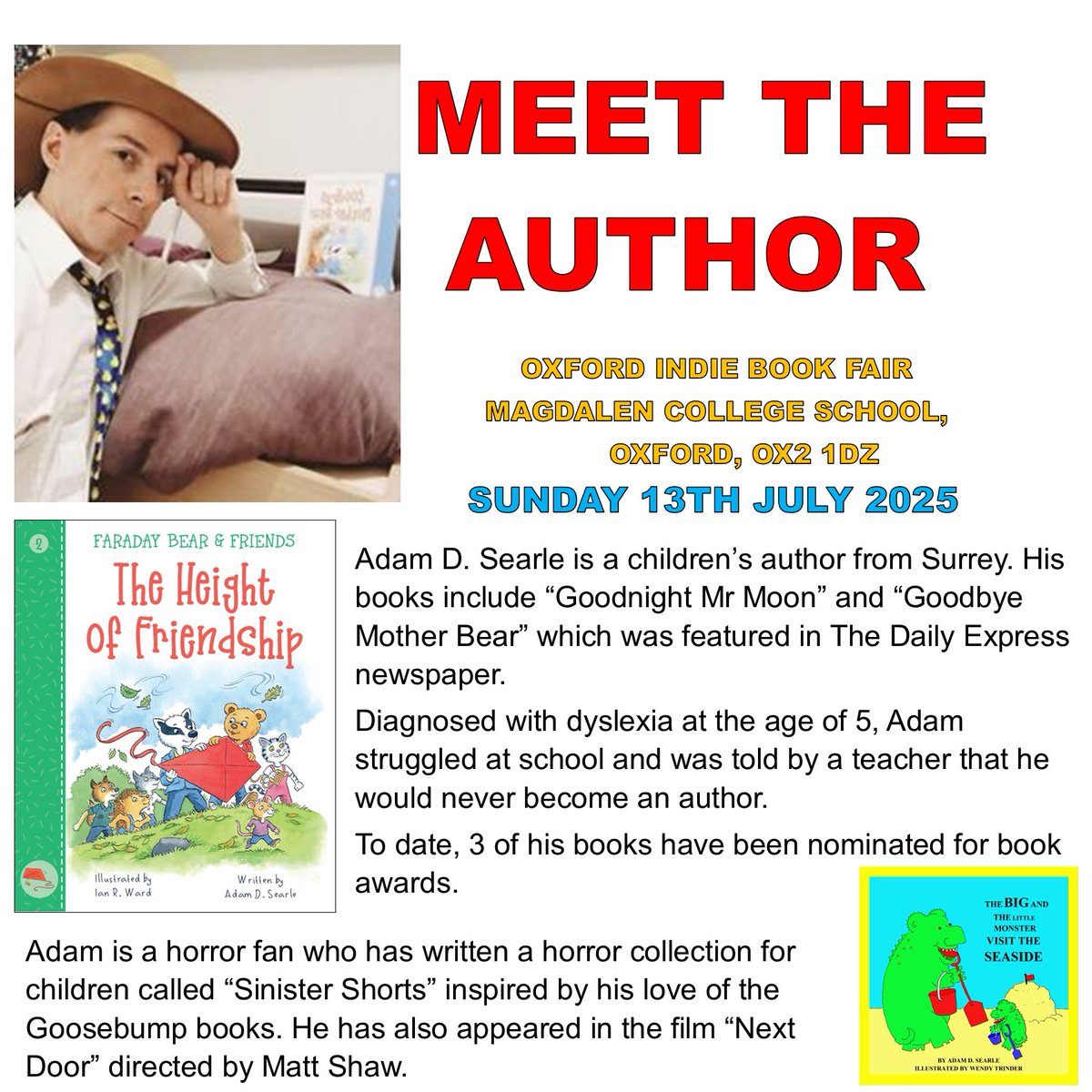 Adam D. Searle (@searle_author) on Twitter photo โญ๏ธโญ๏ธ FREE EVENT โญ๏ธโญ๏ธ
Something to do with the children in Oxford next week ๐
#oxford #oxfordindiebookfair <a href="/OxIndieBookFair/">Oxford Indie Book Fair</a> โญ๏ธโญ๏ธ FREE EVENT โญ๏ธโญ๏ธ
Something to do with the children in Oxford next week ๐
#oxford #oxfordindiebookfair <a href="/OxIndieBookFair/">Oxford Indie Book Fair</a>