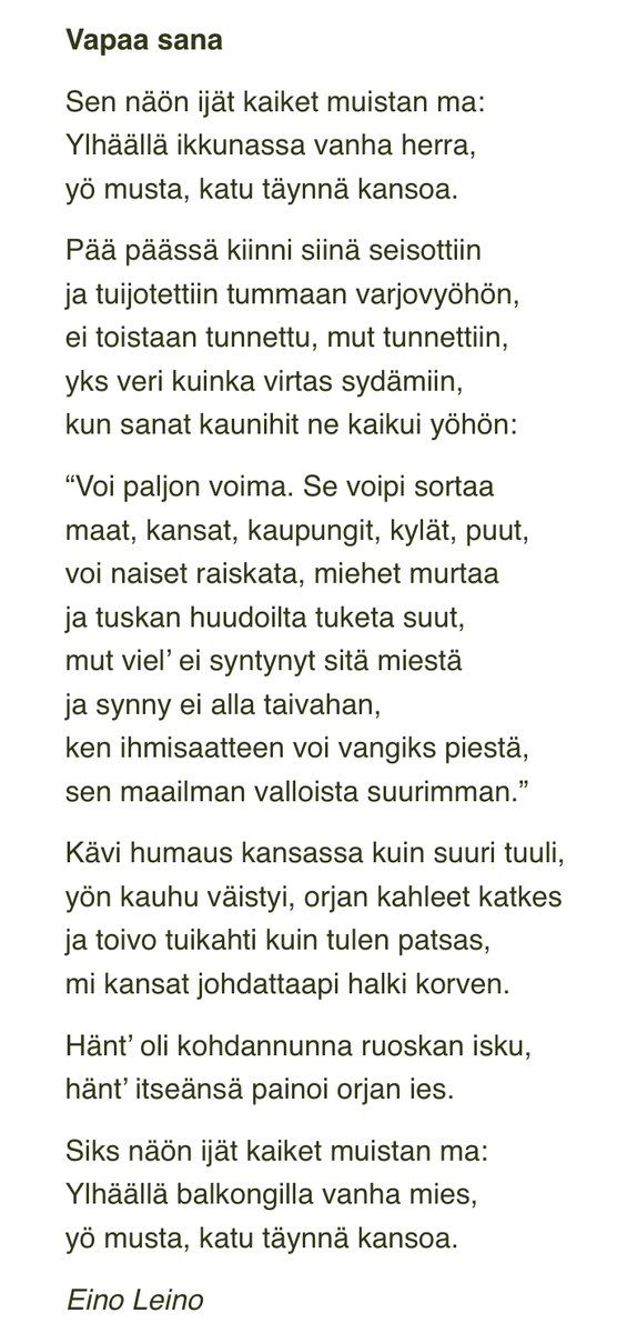 Hyvää Eino Leinon päivää Putin ja Khamenei..

#EinoLeino #politiikka #vapaus