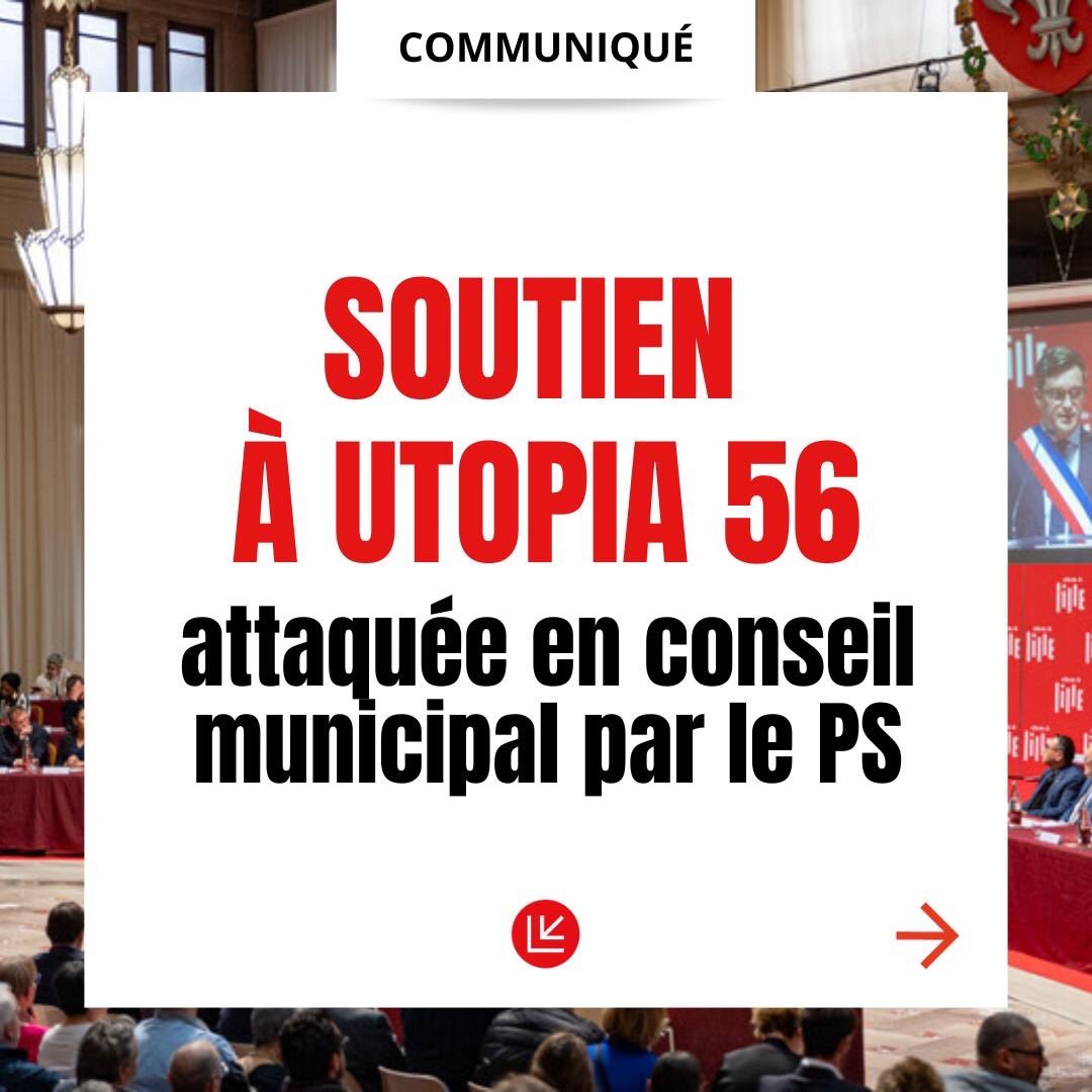 OffensiveEco's tweet image. SOUTIEN À UTOPIA 56 !
À Lille, Utopia 56 se concentre sur l’accompagnement et l’hébergement des mineur·es non accompagné·es.
Lors du dernier conseil municipal, le PS s'est lâchement attaqué à l'association.
Notre dernier communiqué : offensive.eco/soutien-a-utop…