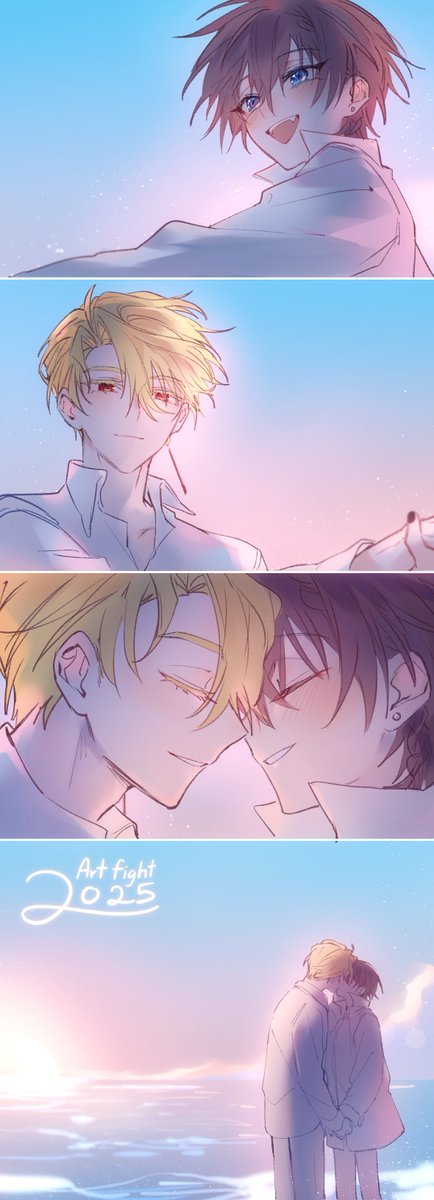 SW_Requiem's tweet image. Artfight 2025 !
"Kissed by you, lit by the sun."
The blonde(@Soraryse's oc) is my child’s sweetheart~hehe