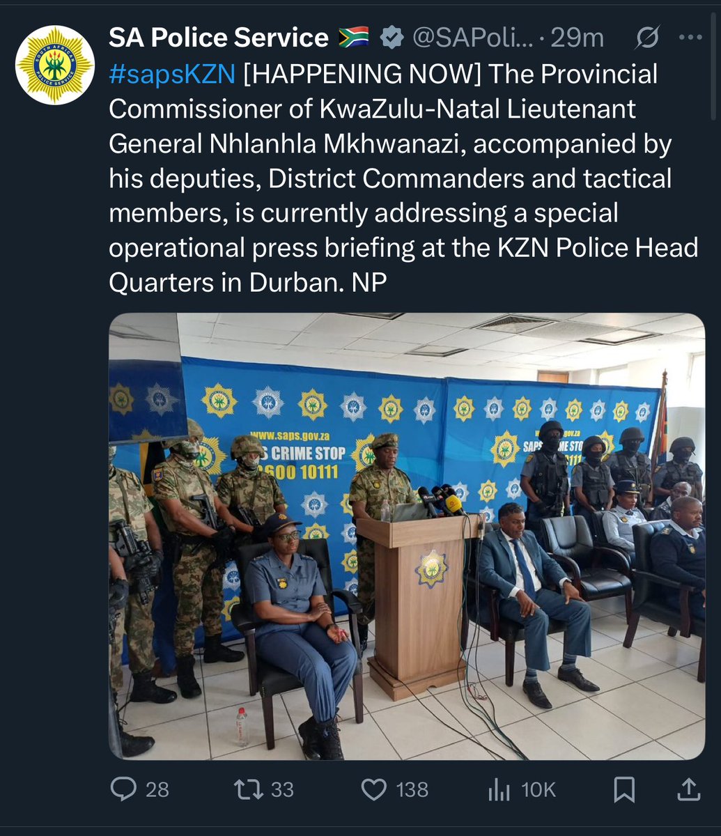 Sovereign_GP's tweet image. SAPS deleted this post after Gen. Mkhwanazi went for the Deputy National Commissioner. 🫣
#SABC #ENCA